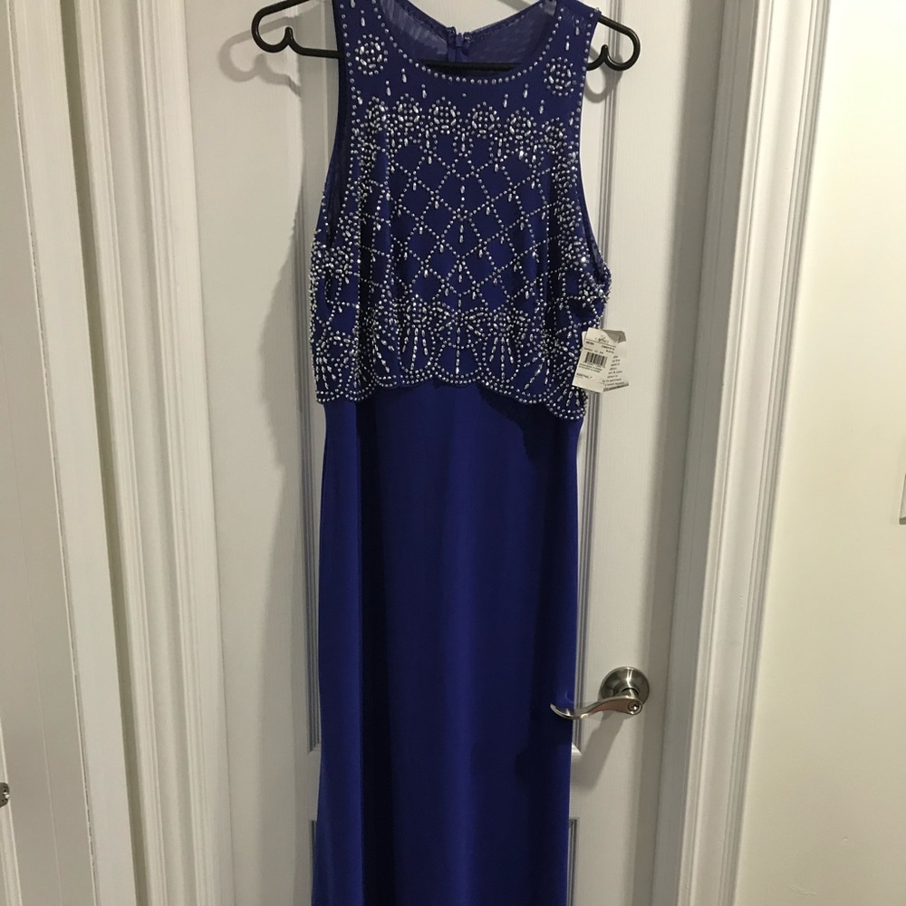 Catchet Navy Blue Beaded Maxi Dress / Gown sz12